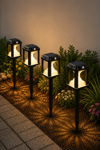 Kyrotech 4 Adet Solar Hareket Sensörlü LED Bahçe Lambası, 55 CM Ayaklı Aydınl...