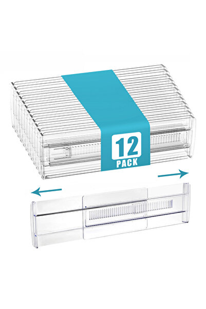 Choice1 12-PACK 6/8/10/12-Pack Adjustable Drawer Organizers, Clear Expandable...