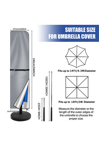Choice4 Straight 240CM Outdoor Cantilever Umbrella Cover Waterproof Patio Par...