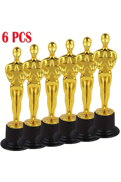 choice2 6pcs 1/3/6/12pcs Golden Trophy Statuettes, Plastic Oscar Style Award ...