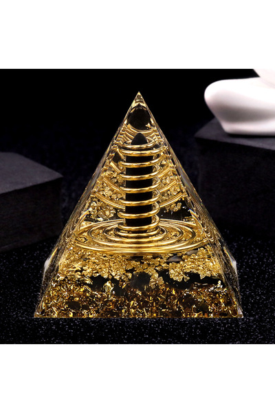 Choice P4-Obsidian Natural Crystal Energy Generator Pyramid Peridot Gold Sand...