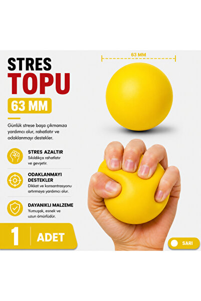 NUBEX PROMOSYON 63 mm PU Stres Topu - Yumuşak Sıkma Topu - 14 Renk Seçeneği -...