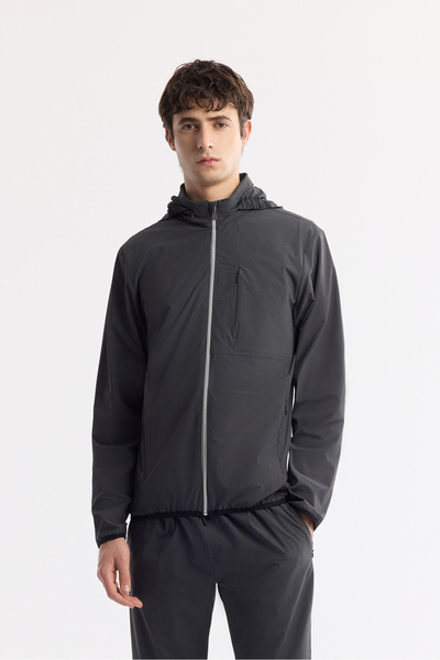 Avva Men's Anthracite Hooded Water Repellent Bi-Stretch Technical Fabric Comf...