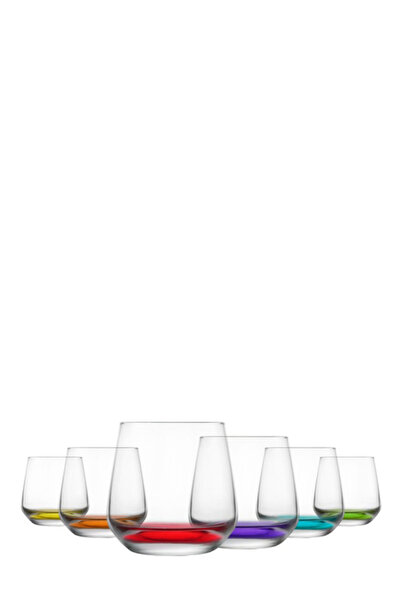 LAV Set de 6 pahare de apă din sticlă Lal, 345 ml, culori asortate (pahare pe...