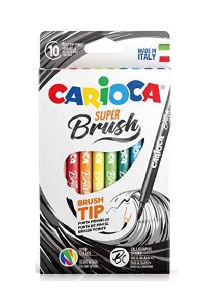 carioca قلم فرشاة سوبر بروش ذو رأس فرشاة 10 ألوان