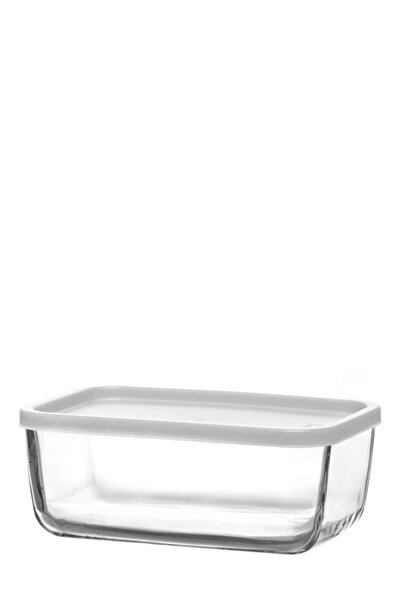 LAV Cube Cam Saklama Kabı Tekli Büyük Boy 1170 ml Dikdörtgen Beyaz Plastik Ka...