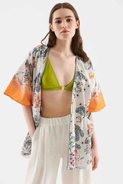 Roman Desenli Kısa Kadın Kimono Standart Renk Y2284305_089