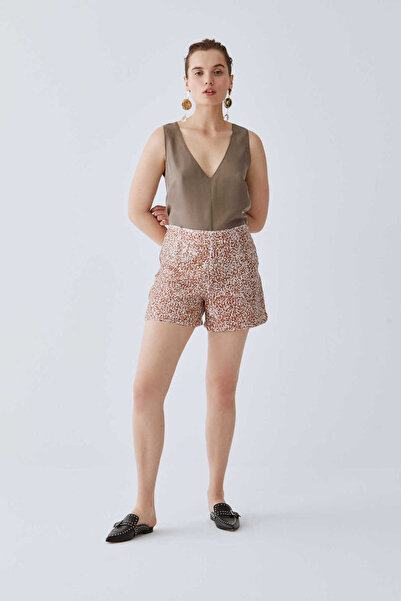 Roman Pullu Rengi Kadın Mini Şort Karamel K2012607_045