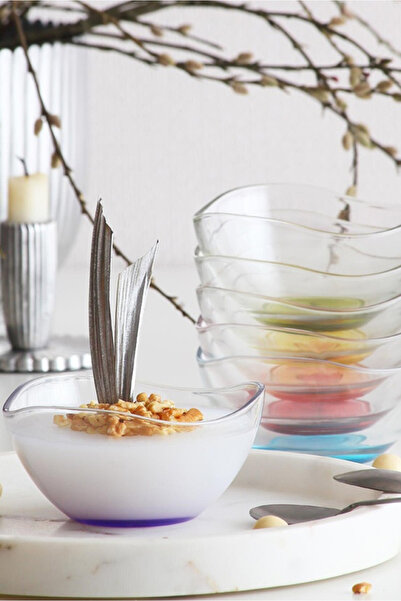 LAV Vira Glass Soup Bowl Set of 6 Small Size 310 ml Mixed Color (Salad/Desser...