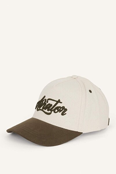 DeFacto Men's Cotton Embroidered Cap Beige Hat F3596Axns