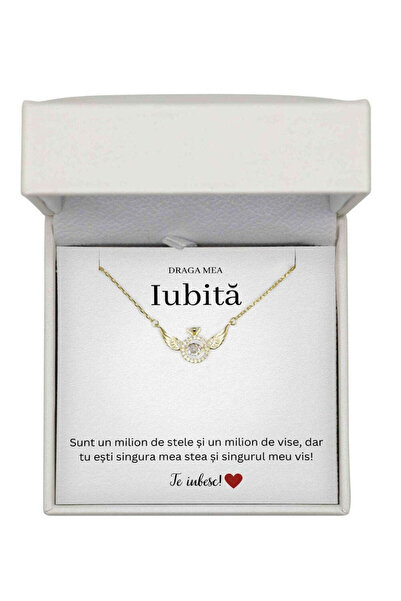 The Jewel Heart Colier Guardian Angel cadou pentru iubită de Ziua Ei, mesaj d...
