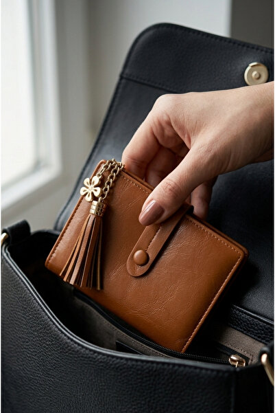 Mazel Design 015 Luxe Kadın Cüzdan - Altın Püskül Detaylı, Elegant İthal Tasarım