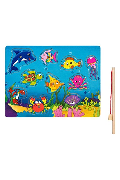 BAMI NETWORK Joc magnetic puzzle din lemn pestisori 30x22.5cm 12+ luni