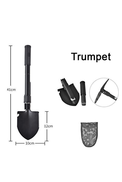 Choice Black 3-in-1 Folding Shovel, High Carbon Steel Multifunctional Portabl...