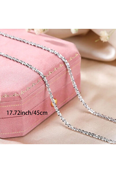 Choice Necklace 45CM S925 Sterling Silver Necklace 2mm Sparkling Collarbone, ...
