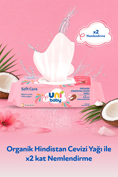 Uni Baby Soft Care Organik Hindistan Cevizi Yağlı Islak Mendil 12X50 600 Yaprak