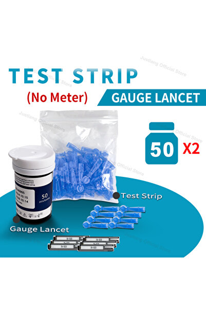 Choice3 NoMeter-100Strip JUSTLANG Medical Glucometer 50/10 SET Blood Glucose ...