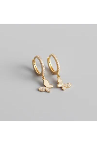Choice1 2 925 Sterling Silver Butterfly Hoop Earrings for Women Shiny CZ Gold...