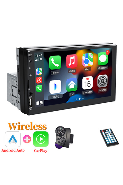 Choice1 With Remote Control Hippcron 7" 1Din Car Radio Wireless CarPlay Andro...