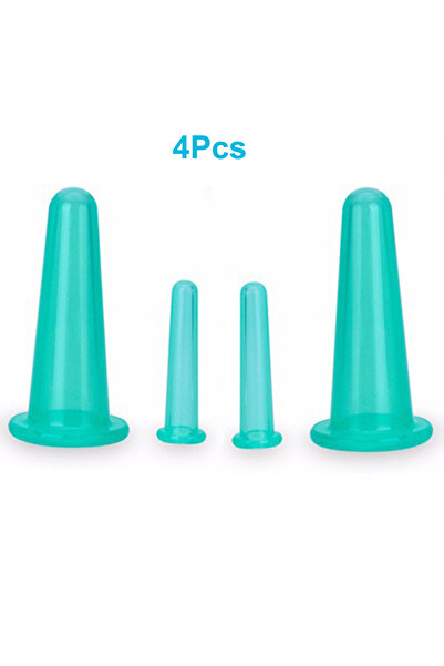 choice2 Green 4Pcs Natural Silicone Cupping Massage Cup, for Body Fac Neck Ey...