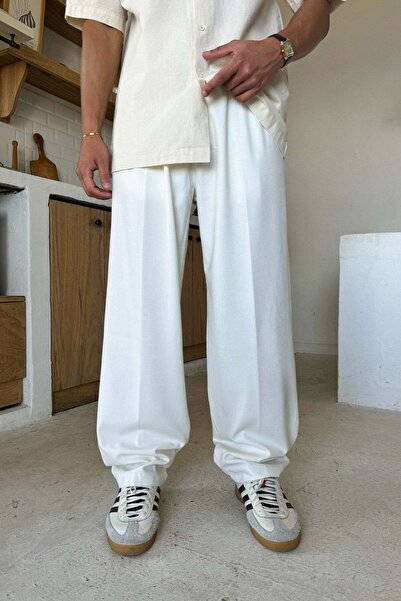 Flaw Wear Double Pleated Fabric Trousers Ecru
