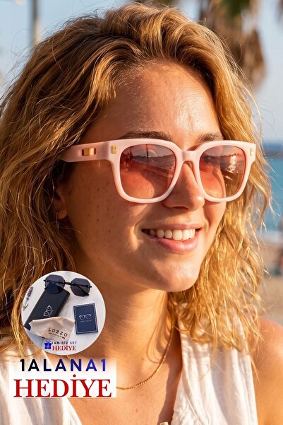 Lozzo Women's Uv400 Dusty Pink Sunglasses with Gold Accessories Wp25-09 C32D