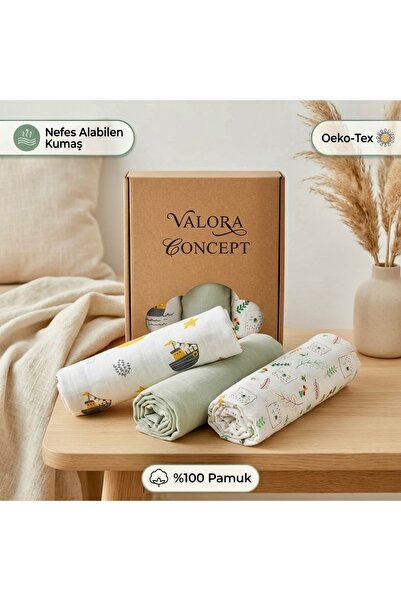 Valora Concept Unisex Muslin Blanket Set of 3, 100% Cotton Oeko-Tex Certified...