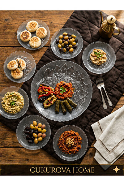 çukurova home 7 li Pasta Seti (30 cm Büyük Tabak) ve (17 cm Küçük Tabak)