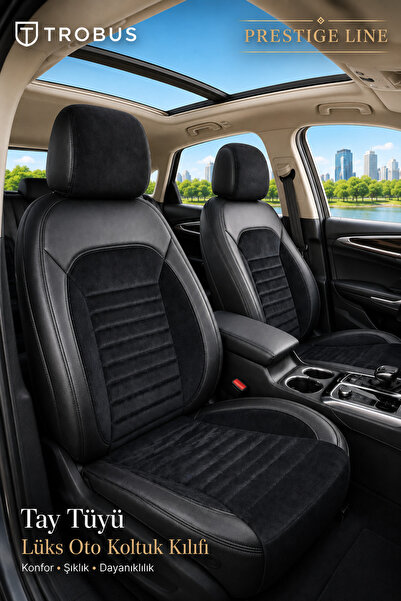 TROBUS Fiat Egea Cross 2020 ve Sonrası Tay Tüyü Deri Detay Koltuk Kılıfı Pres...