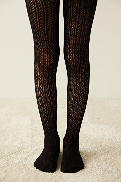 Penti Black Girls Patterned Pantyhose