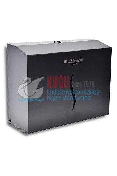 KG-GOLDPAPER Mat Siyah Renk Çelik 200'lü Z Katlama Kağıt Havlu Dispanseri (pa...