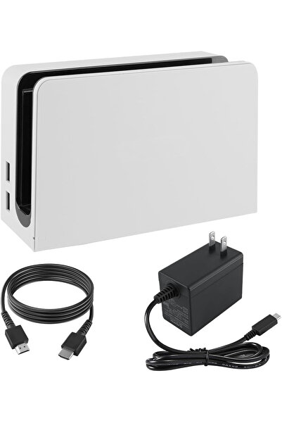 Choice محطة إرساء تلفزيون أبيض وأسود BK-NS010 لجهاز Switch OLED مع كابل HDMI ...