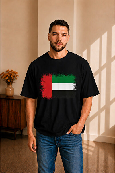 sngl tekstil Men's Oversized Uae Flag Printed Short Sleeve T-Shirt S m L XL 2XL