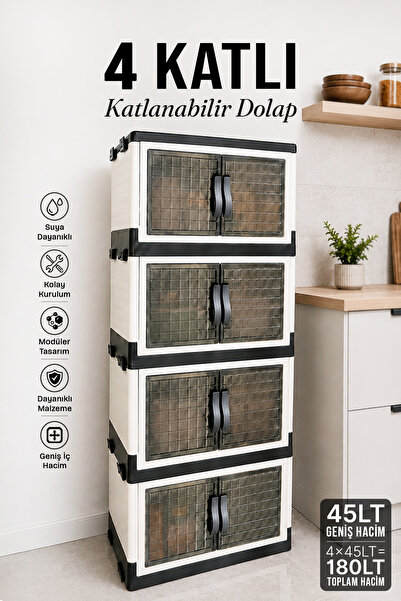 naturelove 4 Katlı Katlanabilir Modüler Dolap – Ev Ofis Kiler Düzenleyici İst...