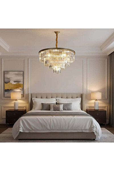 OEM Candelabru Cristal CHAMBORD Eleganza 8xE14, Diametru 48cm, Auriu Mat, Ina...