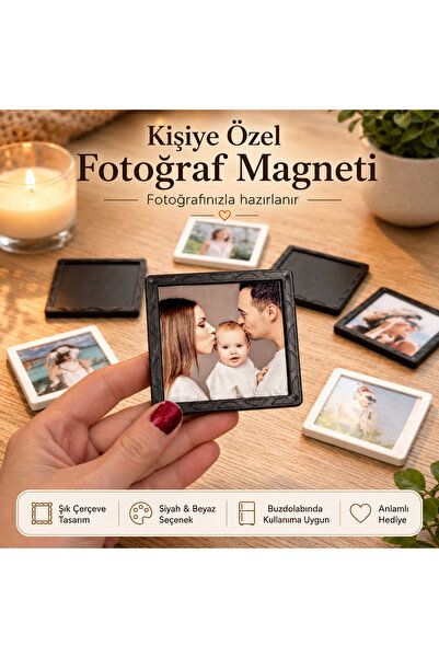 Sultan magnet hediyelik Kişiye Özel Fotoğraflı Kare Magnet 6x6 cm Buzdolabı M...