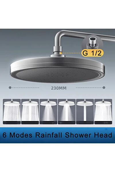 Choice1 Gun Grey New 6 Modes Large Flow Supercharge Rainfall Shower Head 230m...