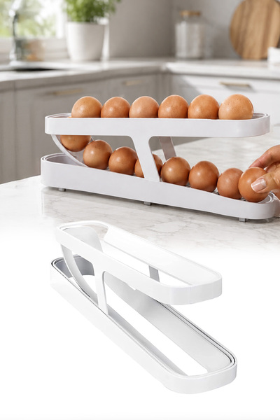 omilife 2 Katlı Otomatik Buzdolabı Yumurtalık Kayar Raflı Yumurta Standı Prat...