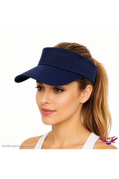 AXE SPORTSWEAR Navy Blue Adjustable Velcro Back Visor Hat Uv Sun Protection C...