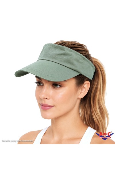 AXE SPORTSWEAR Moss Green Adjustable Velcro Back Visor Hat Uv Sun Protection ...