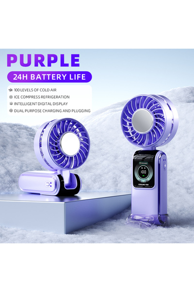 Choice1 Purple New 3600mAh Refrigeration Handheld Electric Fan Ice Pack High-...