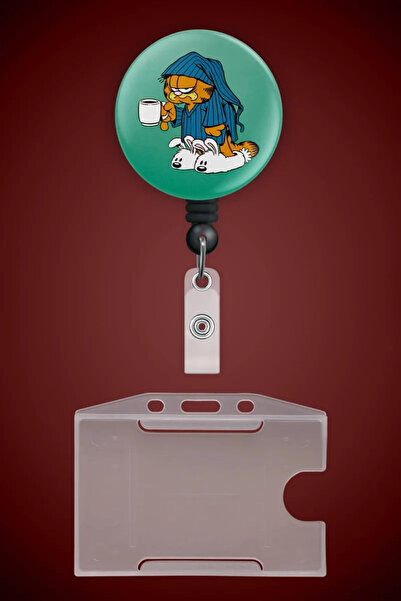 Apptakı Uykucu Kedi Metal Buton Yoyo Yaka Kartığı Kart Tutucu Yoyo ve Kartlık...
