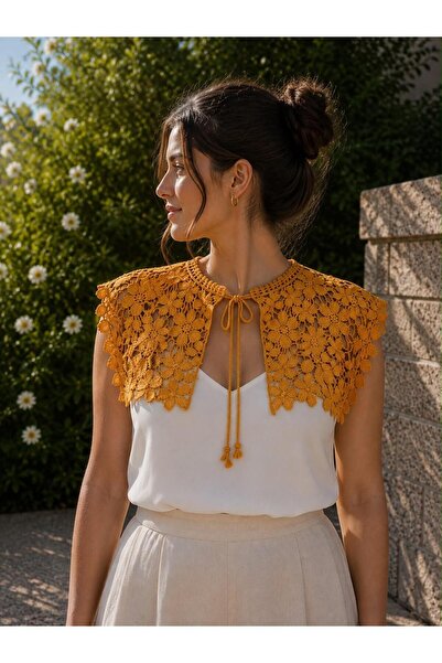 alinastore New Generation Shoulder Shawl Collar with Lace Details