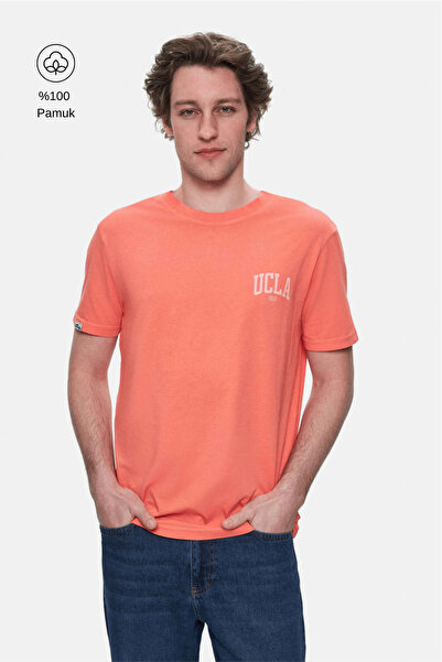 UCLA Tricou pentru bărbați TATUM, roz fierbinte, cu decolteu rotund, imprimat...
