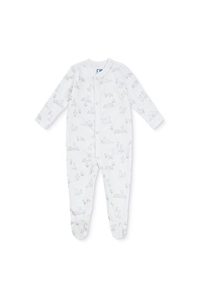 MOTHERCARE Erkek Bebek Tulum Hayvan Baskılı Çıtçıtlı Bisiklet Yaka Uzun Kol P...