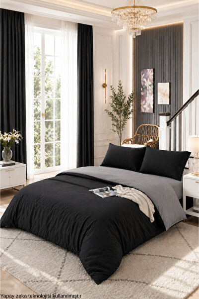 ELY PARKER طقم غطاء لحاف مزدوج من Easy Iron-180x200-King Size ثنائي الاتجاه (...