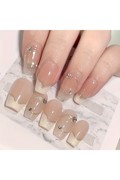 Choice XS 10pcs High-end Light luxury short style French handmade fake nails,...