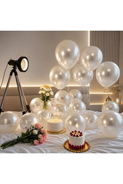 pure age Large Size 28 cm Metallic Balloon High Quality 20 Pieces Pearl White