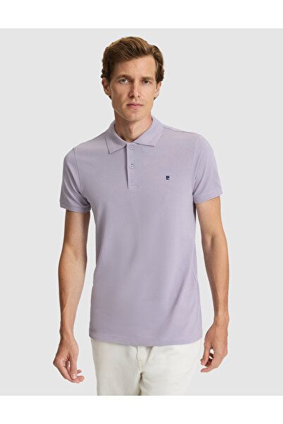 Pierre Cardin Tricou de bază liliac slim fit 100% bumbac cu gât polo 50291625...