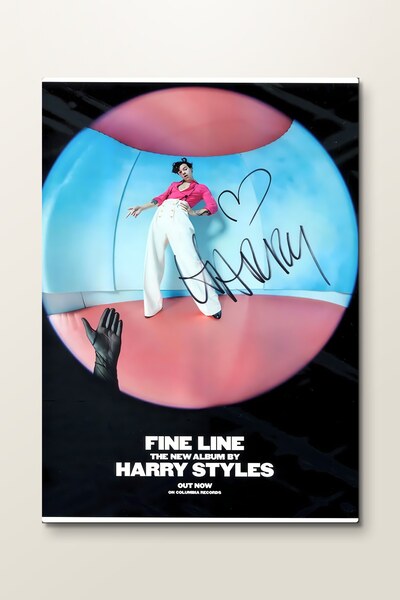 ArtPlaka İmza ve Kalp Desenli Harry Styles Fine Line - Müzik Metal Tablo - Mı...